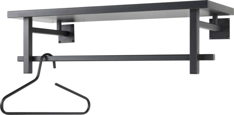 Spinder Design Simplon Wandkapstok met hoedenplank 76x29x23 cm Zwart