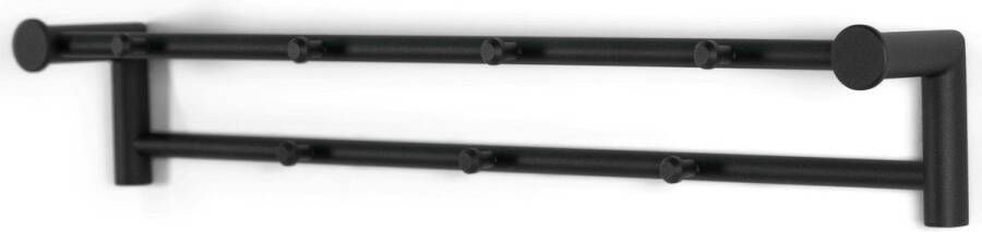 Spinder Design Suza 2 Wandkapstok met 7 haken 67x10x11 cm Zwart