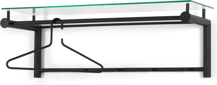 Spinder Design Suza 5 Wandkapstok met 5 haken 79x29x28 cm Zwart Glas