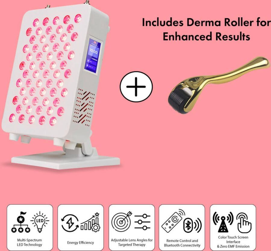 Spiral Sun Smart Roodlichttherapie 300 Paneel Red Light Paneel Gezondheid Booster Red Light Therapy Verstelbare Hoek Rood Licht Therapie Paneel Inclusief Garantie Tot 10000 Hz RLT Therapie