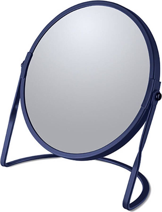 Spirella Make-up spiegel Cannes 5x zoom metaal 18 x 20 cm donkerblauw dubbelzijdig Make-up spiegeltjes