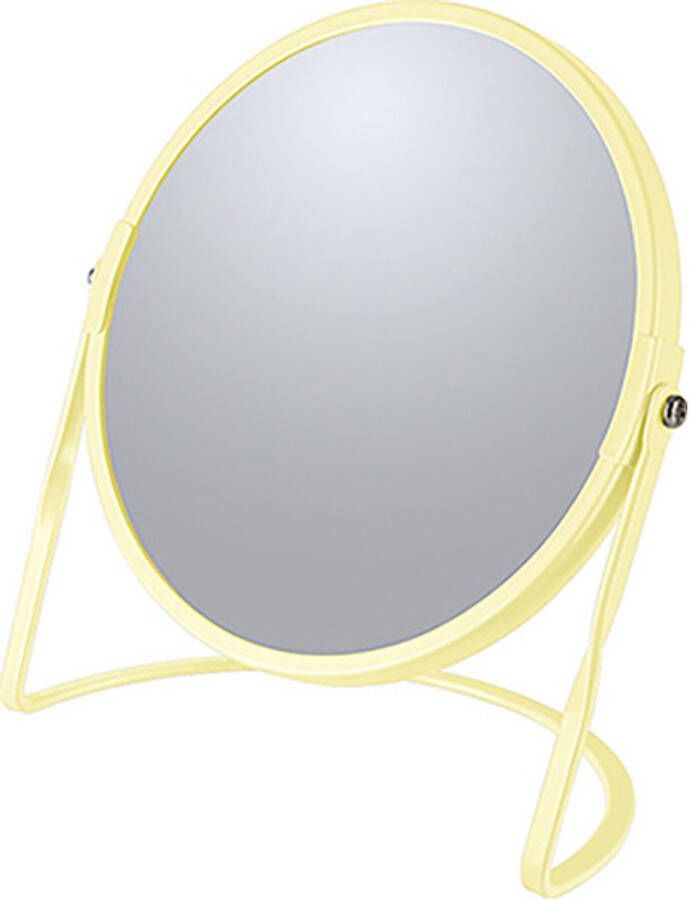 Spirella Make-up spiegel Cannes 5x zoom metaal 18 x 20 cm geel dubbelzijdig Make-up spiegeltjes