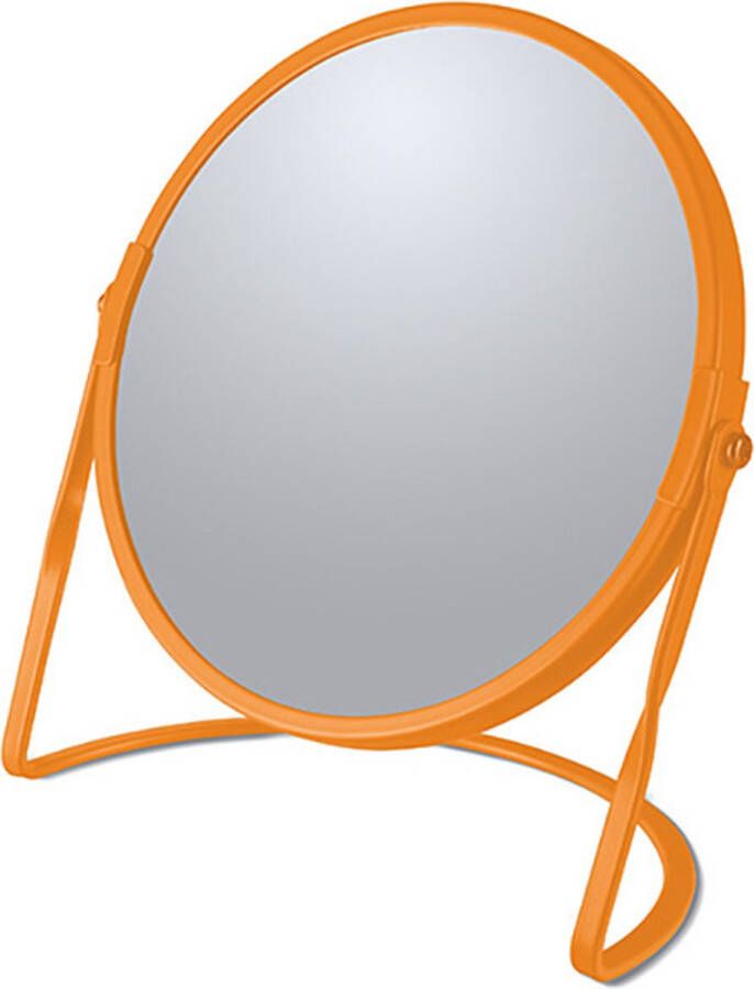 Spirella Make-up spiegel Cannes 5x zoom metaal 18 x 20 cm oranje dubbelzijdig Make-up spiegeltjes