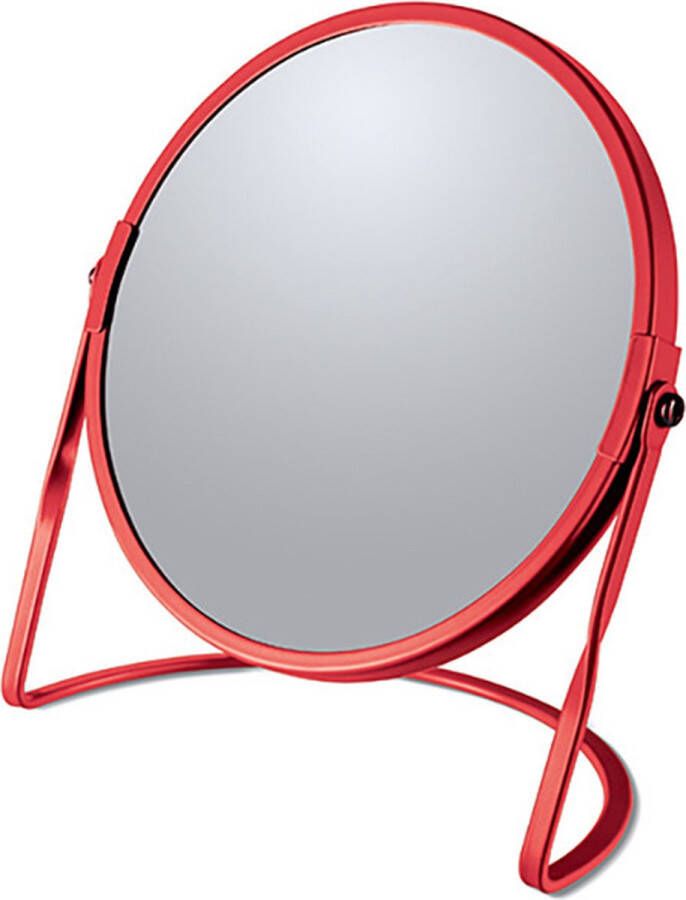 Spirella Make-up spiegel Cannes 5x zoom metaal 18 x 20 cm rood dubbelzijdig Make-up spiegeltjes