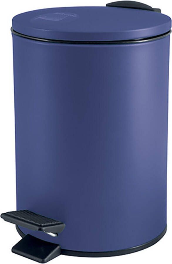 Spirella Pedaalemmer Cannes donkerblauw 5 liter metaal L20 x H27 cm soft-close toilet badkamer