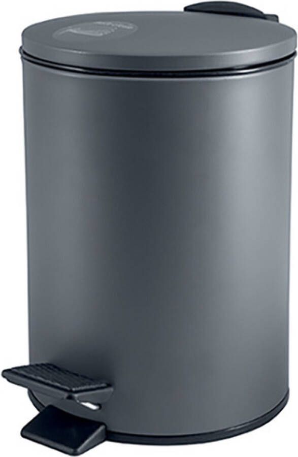 Spirella Pedaalemmer Cannes donkergrijs 3 liter metaal L17 x H25 cm soft-close toilet badkamer