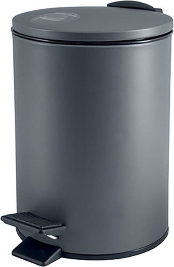 Spirella Pedaalemmer Cannes donkergrijs 5 liter metaal L20 x H27 cm soft-close toilet badkamer Pedaalemmer