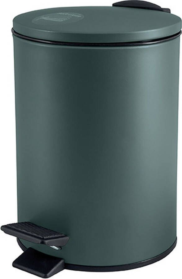 Spirella Pedaalemmer Cannes donkergroen 3 liter metaal L17 x H25 cm soft-close toilet badkamer Pedaalemmer