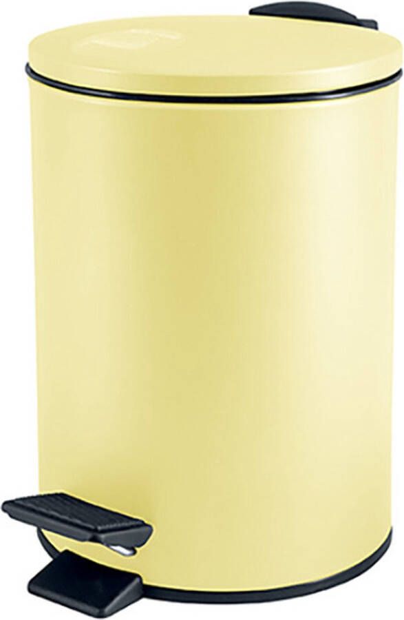 Spirella Pedaalemmer Cannes geel 3 liter metaal L17 x H25 cm soft-close toilet badkamer Pedaalemmers