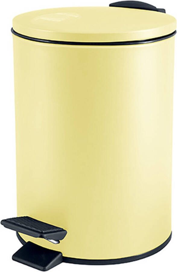 Spirella Pedaalemmer Cannes geel 5 liter metaal L20 x H27 cm soft-close toilet badkamer Pedaalemmers