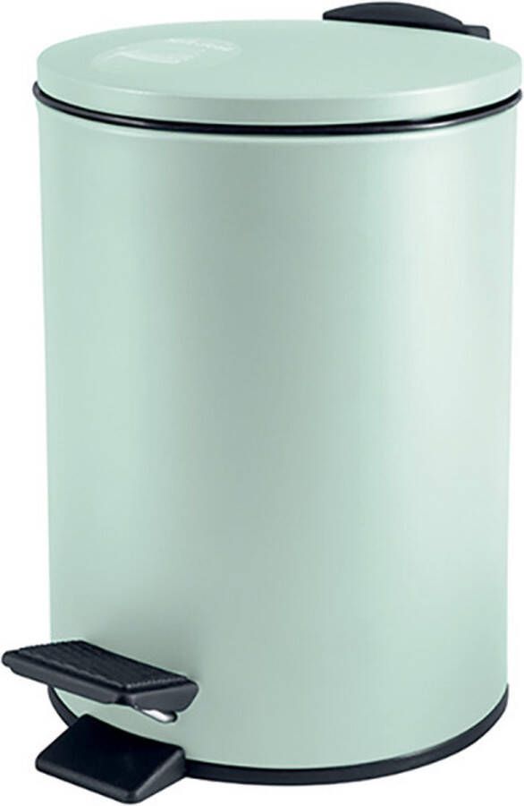Spirella Pedaalemmer Cannes mintgroen 3 liter metaal L17 x H25 cm soft-close toilet badkamer Pedaalemmers
