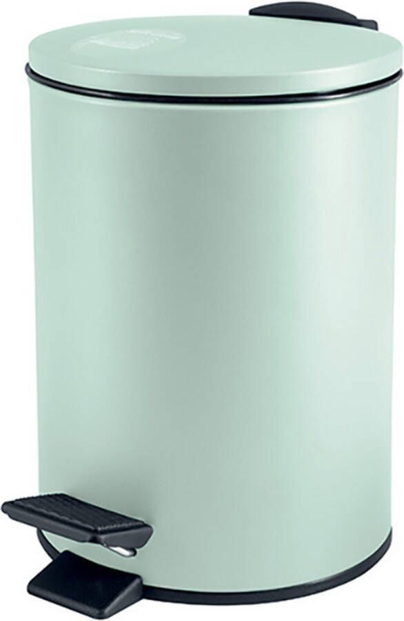 Spirella Pedaalemmer Cannes mintgroen 5 liter metaal L20 x H27 cm soft-close toilet badkamer Pedaalemmers