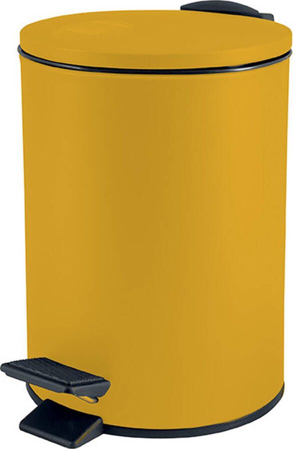 Spirella Pedaalemmer Cannes safraan geel 3 liter metaal L17 x H25 cm soft-close toilet badkamer Pedaalemme