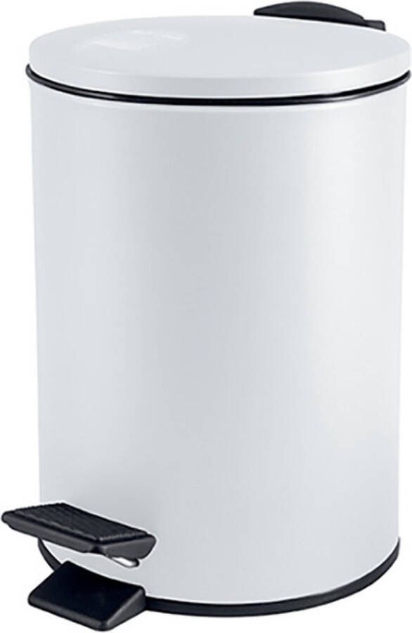 Spirella Pedaalemmer Cannes wit 3 liter metaal L17 x H25 cm soft-close toilet badkamer