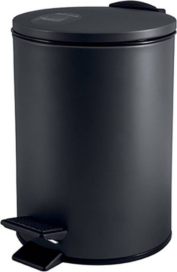 Spirella Pedaalemmer Cannes zwart 3 liter metaal L17 x H25 cm soft-close toilet badkamer