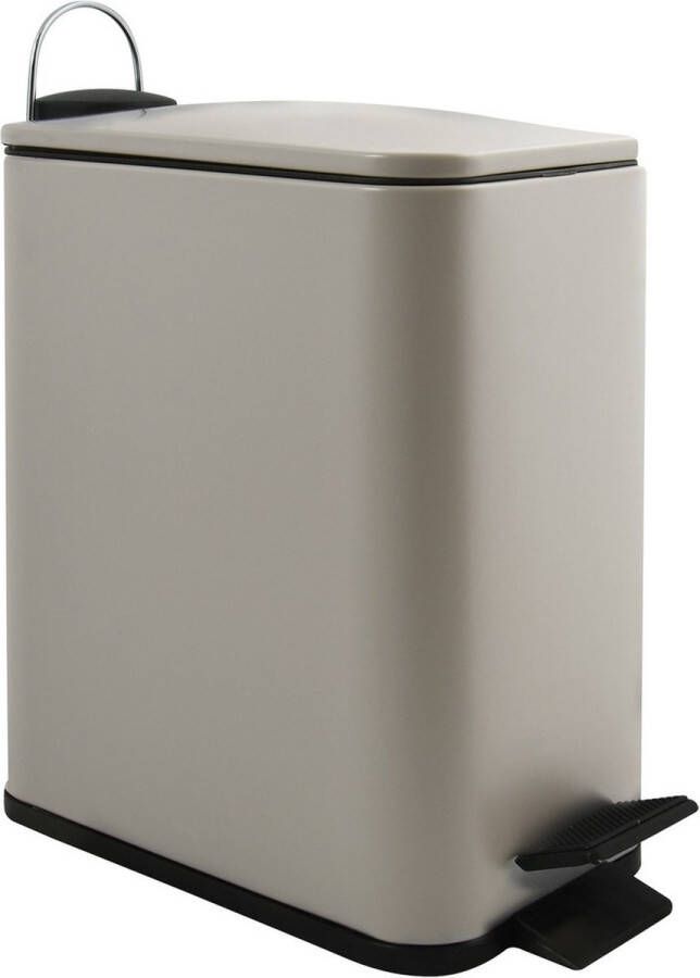 Spirella Pedaalemmer Paris beige 5 liter metaal L28 x B14 x H29 cm soft-close toilet badkamer