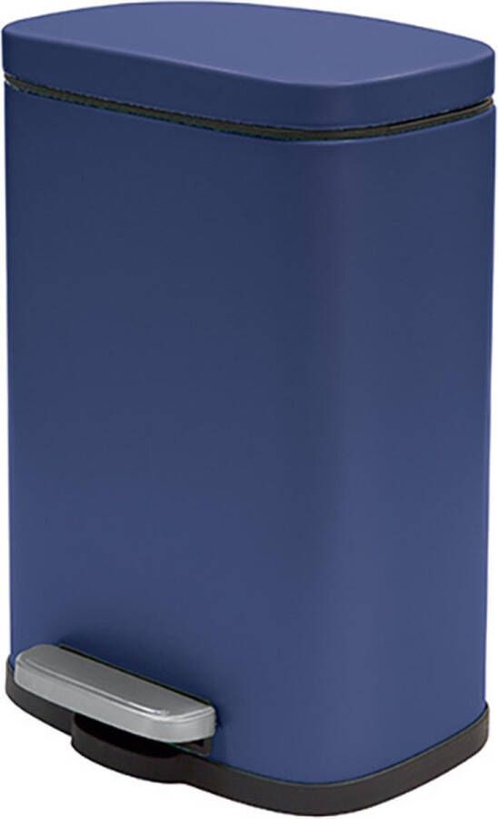 Spirella Pedaalemmer Venice donkerblauw 5 liter metaal L21 x H30 cm soft-close toilet badkamer