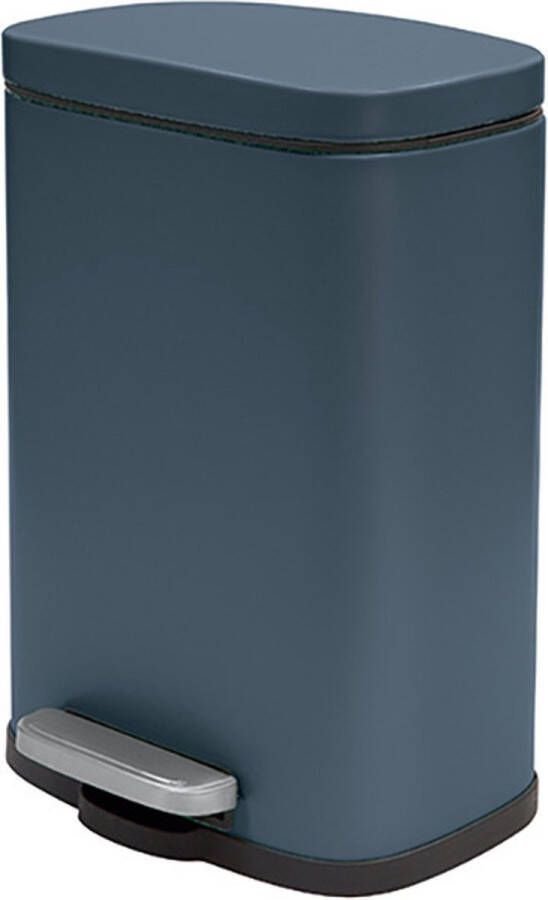 Spirella Pedaalemmer Venice petrol blauw 5 liter metaal L21 x H30 cm soft-close toilet badkamer Pedaalemme