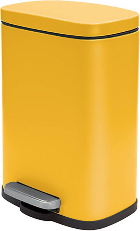 Spirella Pedaalemmer Venice safraan geel 5 liter metaal L21 x H30 cm soft-close toilet badkamer Pedaalemme