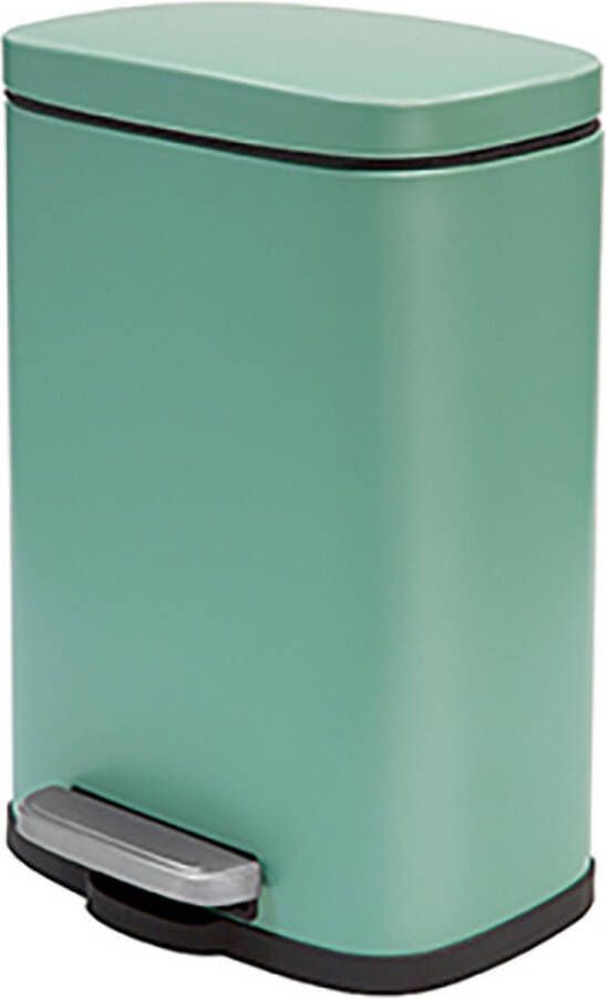 Spirella Pedaalemmer Venice salie groen 5 liter metaal L21 x H30 cm soft-close toilet badkamer Pedaalemmer
