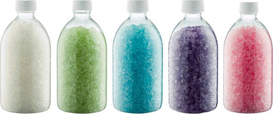 Splashbox Cosmetics B.V. Badzout 600 gram set van 5 verschillende geuren Witte Dop Relaxing Moment Eucalyptus Opium Lavendel en Rozen