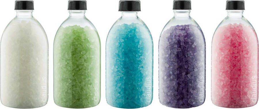 Splashbox Cosmetics B.V. Badzout 600 gram set van 5 verschillende geuren Zwarte Dop Relaxing Moment Eucalyptus Opium Lavendel en Rozen