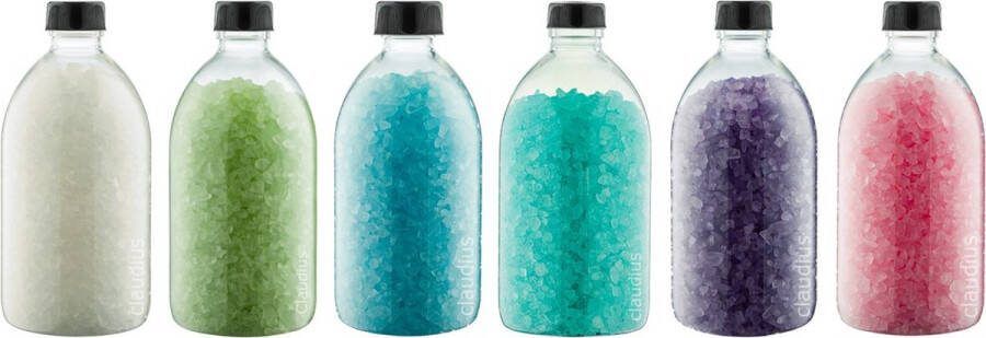 Splashbox Cosmetics B.V. Badzout 600 gram set van 6 verschillende geuren Zwarte Dop Relaxing Moment Eucalyptus Hamam Opium Lavendel en Rozen
