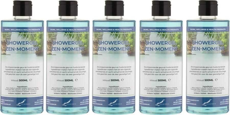 Splashbox Cosmetics B.V. Douchegel Zen Moment 500 ml met klepdop set van 5 stuks transparant Showergel