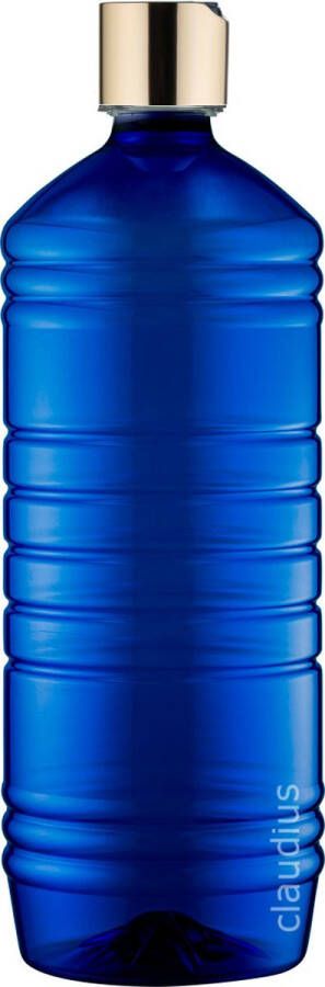 Splashbox Product Support B.V. Lege Plastic Fles 1 liter PET Blauw met gouden klepdop set van 10 stuks navulbaar leeg