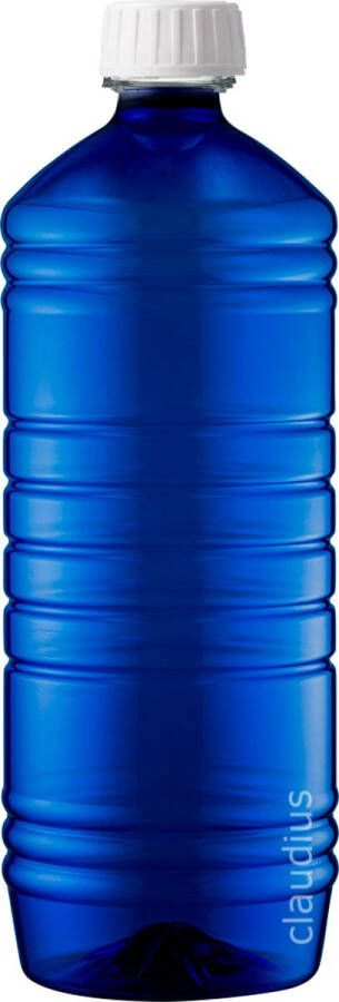Splashbox Product Support B.V. Lege Plastic Fles 1 liter PET Blauw met witte verzegeldop set van 10 stuks navulbaar leeg