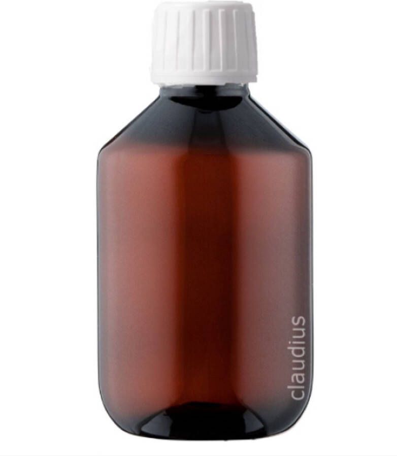 Splashbox Product Support B.V. Lege Plastic Fles 250 ml PET Amber met witte ribbel dop set van 10 stuks – navulbaar leeg
