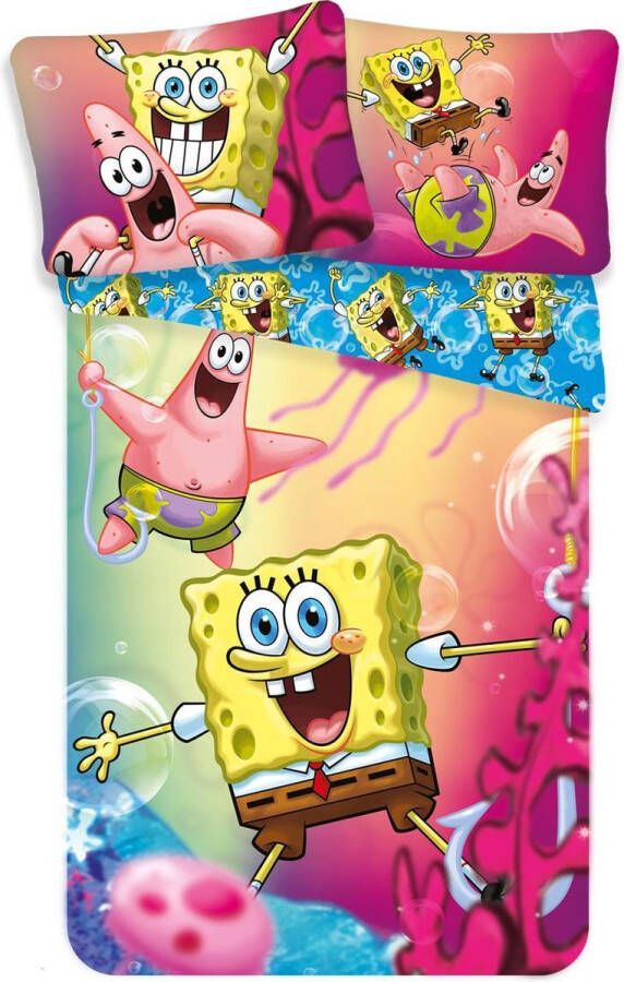 SimbaShop SpongeBob Dekbedovertrek Fun Eenpersoons 140 x 200 cm Multi