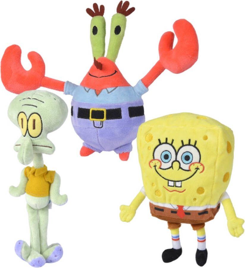 Spongebob Squarepants + Octo Tentakel + Meneer Krabs Pluche Knuffel Set 21 cm Speelgoed Knuffels Knuffeldier Knuffelpop voor kinderen jongens meisjes Patrick Ster Gerrit de Slak Octo Nickelodeon Plush Toy
