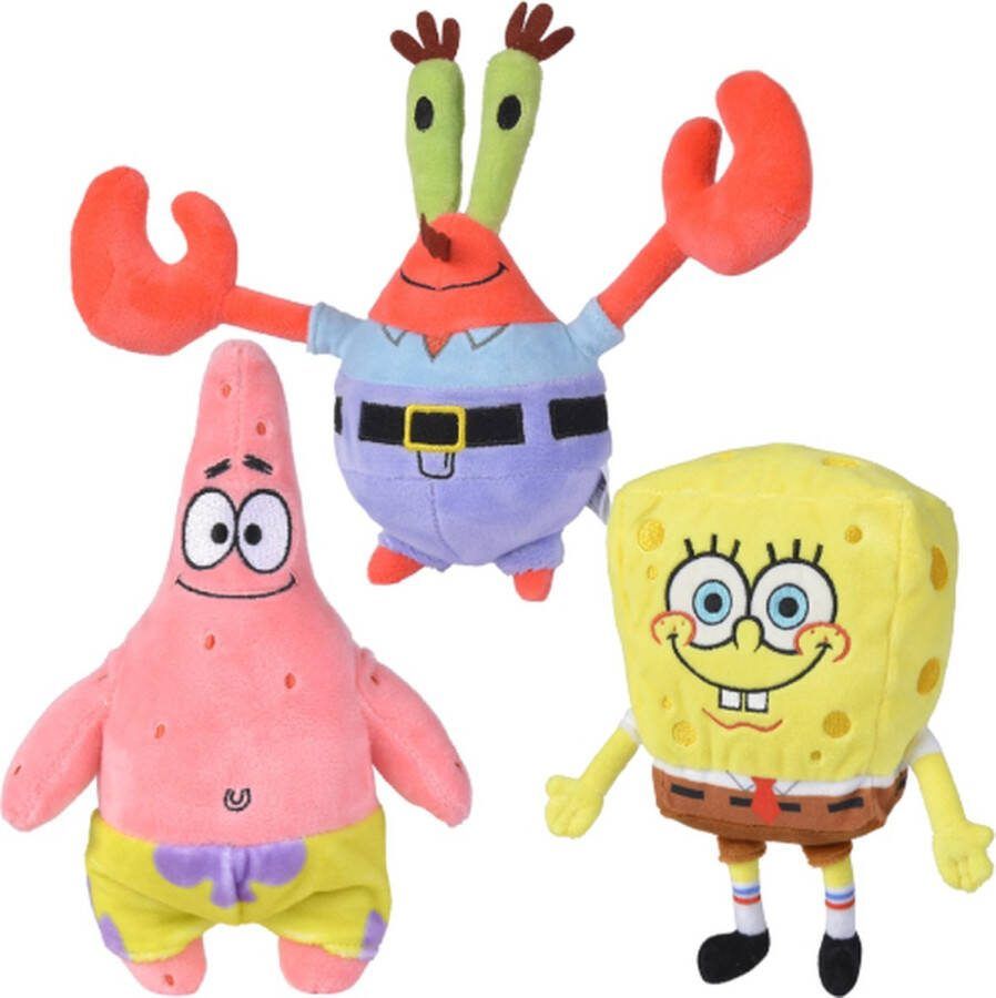 Spongebob Squarepants + Patrick Ster + Meneer Krabs Pluche Knuffel Set 21 cm Speelgoed Knuffels Knuffeldier Knuffelpop voor kinderen jongens meisjes Patrick Ster Gerrit de Slak Octo Nickelodeon Plush Toy