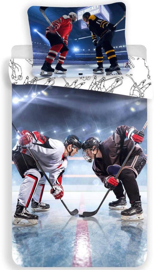 SimbaShop Sport Dekbedovertrek Ice Hockey Eenpersoons 140 x 200 cm Multi