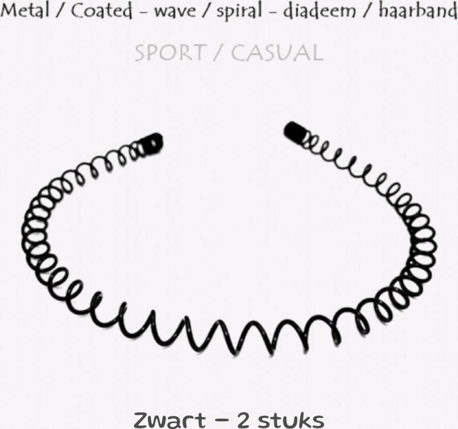 Sport Wave Diadeem Spiral Mannen Vrouwen haarband Volwassenen Tieners Metaal Zwart 2 stuks in verpakking