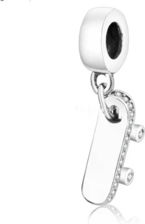 SportPresent Bedel Skateboard Bedel voor Pandora Armband Skaten Pandora Sportbedel Charm Zilver 925 Ketting Sleutelhanger Teamkado