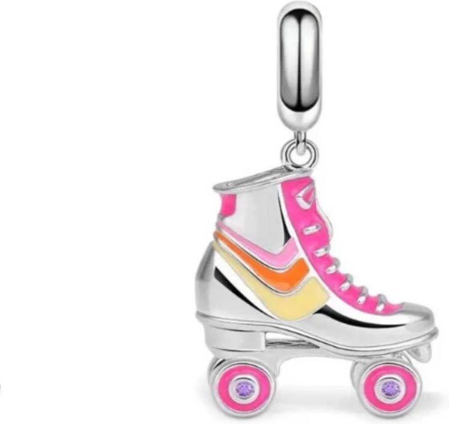 SportPresent Bedel voor Pandora Armband Rolschaatsen Rollerskates Pandora Sportbedel Charm Zilver 925 Ketting Sleutelhanger Teamkado