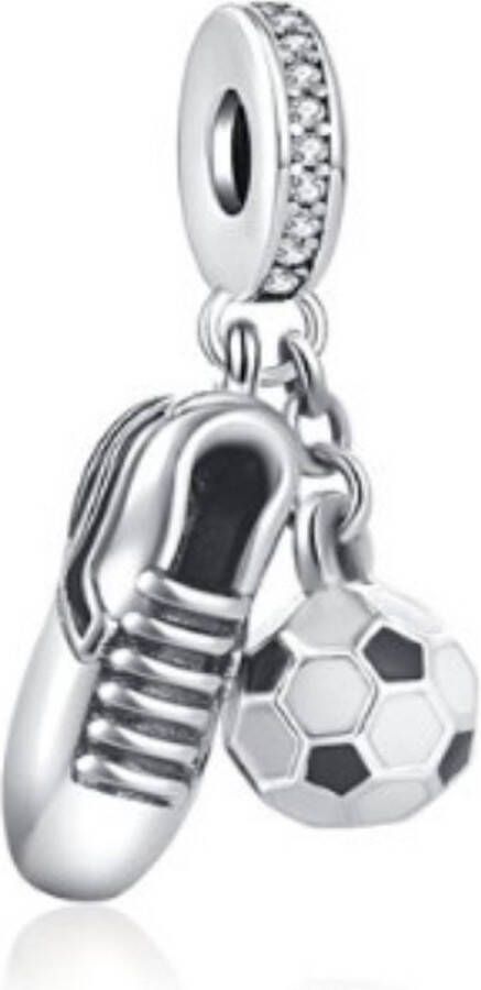 SportPresent Bedel voor Pandora Armband Voetbal Voetbalschoen Charm Zilver 925 Armband Kraal Sportbedel -Sportsieraad Ketting Voetbal Kraal Teamkado