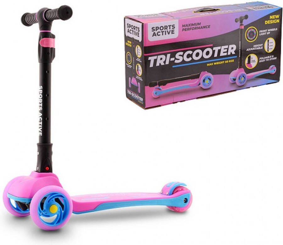 Dobeno Sports Active 3-wiel kinderstep 60 x 30 cm aluminium roze zwart