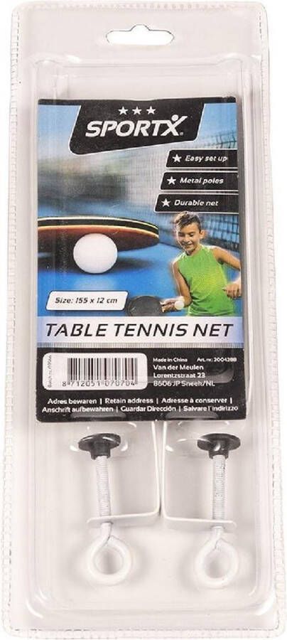 SportX Tafeltennis netje voor elke tafel met schroeven Ping Pong spelen op kantoor of thuis