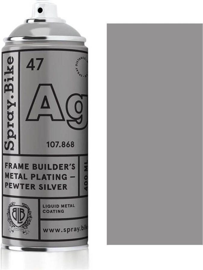 Spray.Bike Zilveren Fietsframe Spuitverf Frame Builder's Metal Plating Pewter Silver 400ml Spuitbus
