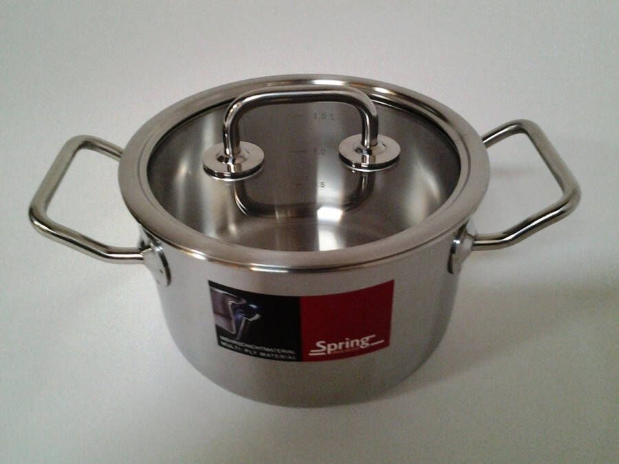 SPRING Brigade kookpot 16 cm hoog met glas deksel