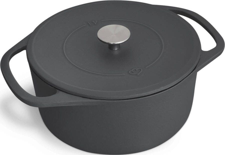 Springlane Cocotte met deksel Braadpan Gietijzer Grijs 24 cm 4 l