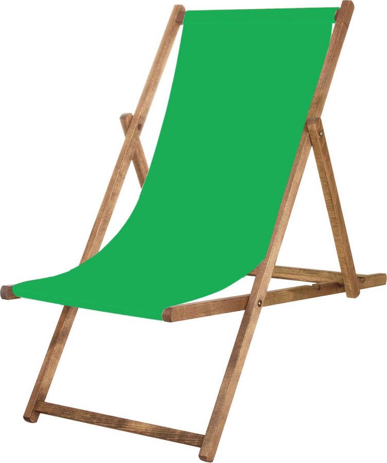 Springos Houten Ligstoel | Strandstoel | Ligstoel | Verstelbaar | Beukenhout | Handgemaakt | Groen