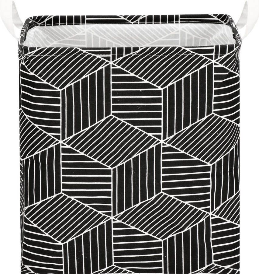 Springos Opbergmand Speelgoedmand Kledingmand Organizer Handvatten Zwart Wit