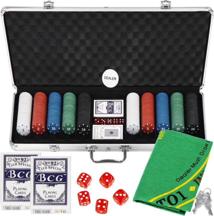 Springos Pokerset 500 Chips Inclusief Koffer Poker