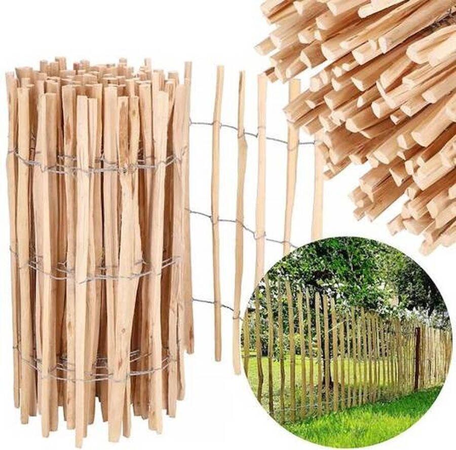 Springos Schapenhek Tuinhek Hazelaarhout 500x90 cm Paalafstand 3-5 cm Bruin