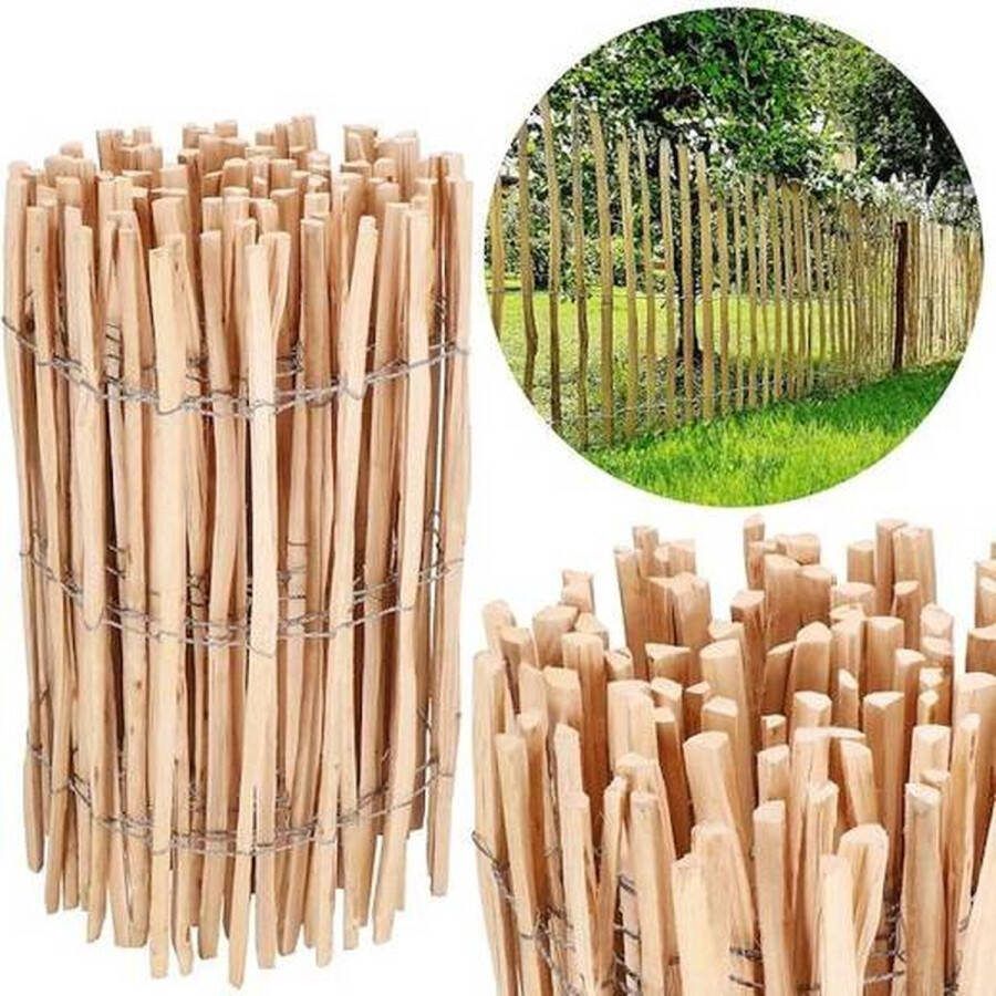 Springos Schapenhek Tuinhek Hazelaarhout 500x90 cm Paalafstand 7-9 cm Bruin