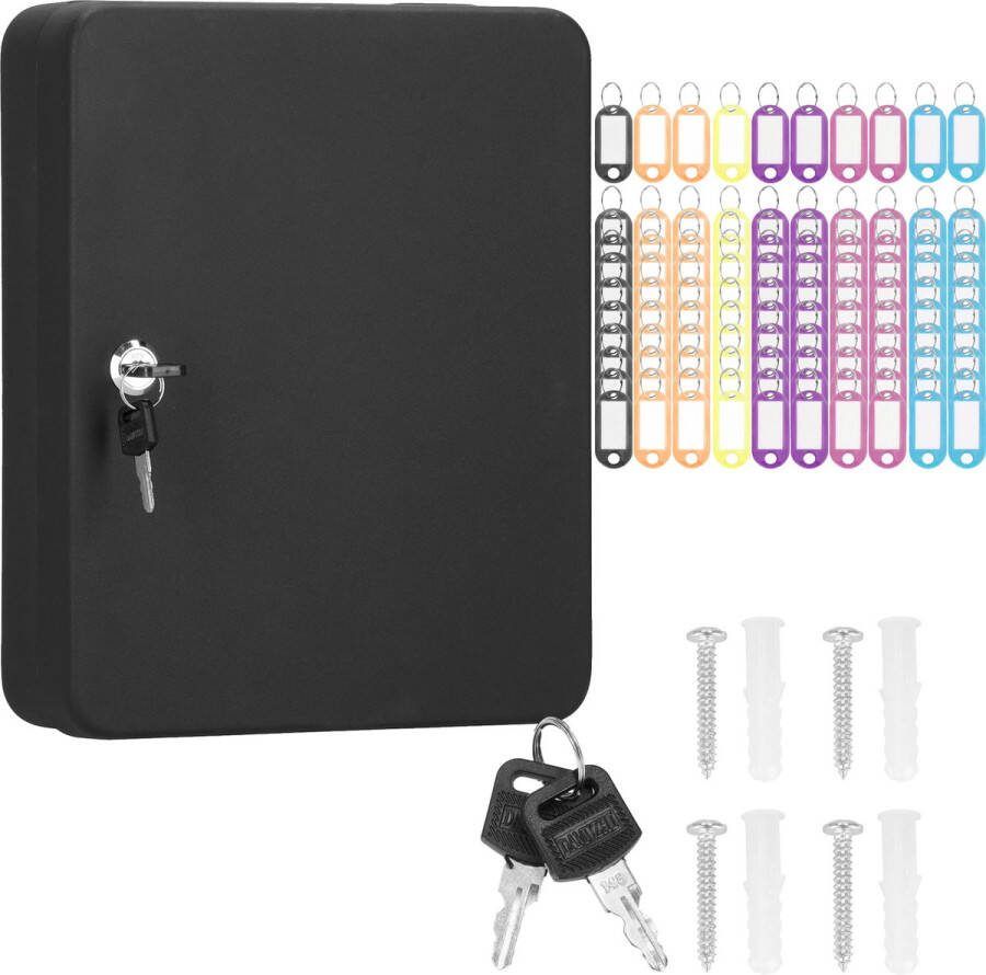 Springos Sleutelkluis Sleutelkast Sleutelbox 100 Haken 30 x 24 x 7 cm Zwart